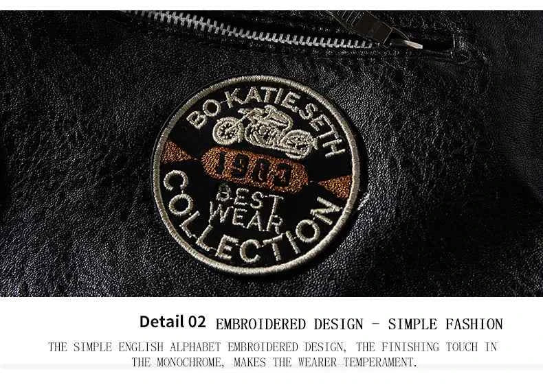 Leather Coat Men Winter Fleece Motorcycle Faux Leather  Removable Fur Collar