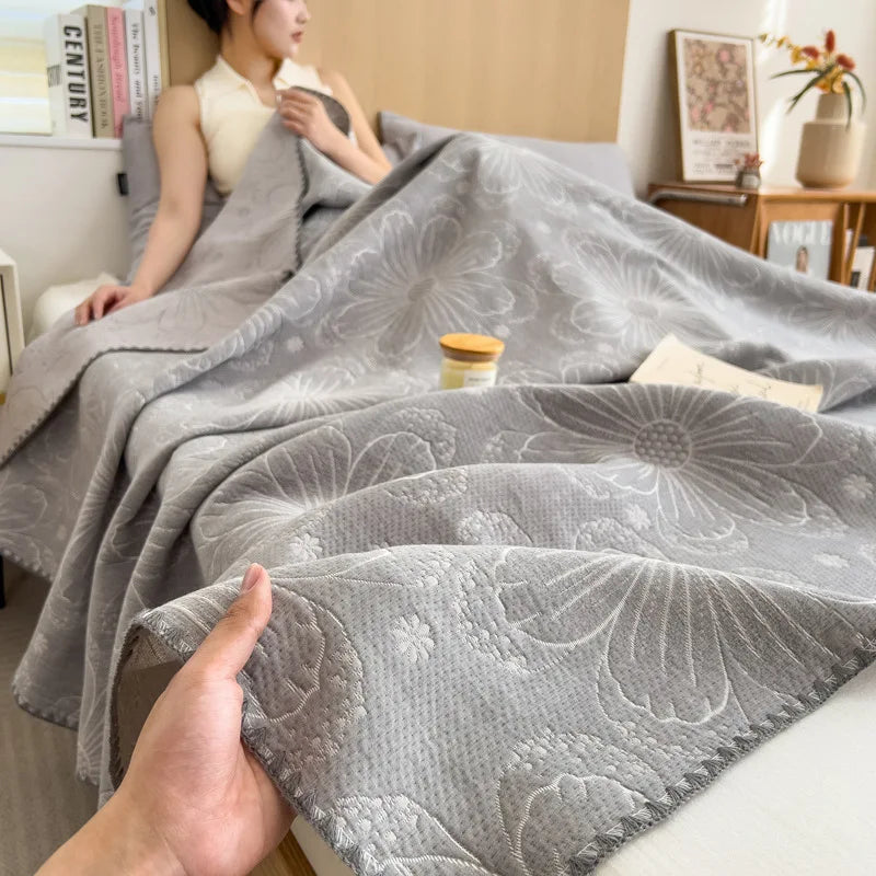 DecorBites™ Cotton Towel Blanket, Rural Printed Thin Quilt - Luxury Breathable Bedspread