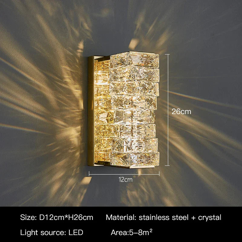 DecorBites™ Crystal Wall Sconce: Elegant Bedroom & Living Room LED Wall Lamp