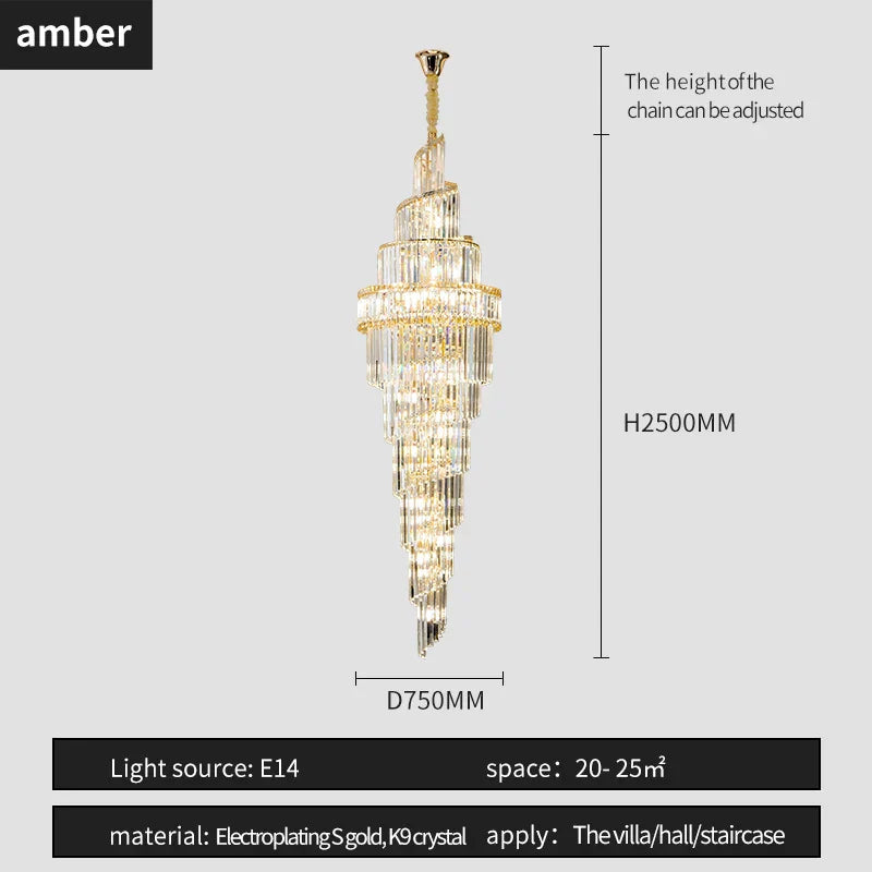 DecorBites™ Crystal Hollow Chandelier LED Light for Modern Luxury Living Room Loft