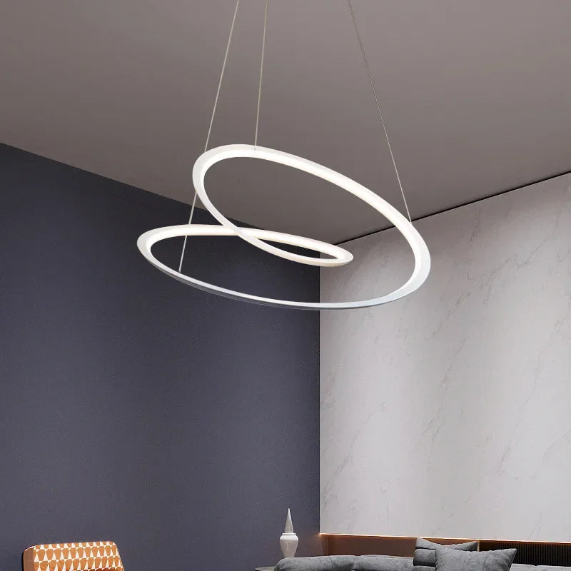 DecorBites™ Kepler Round LED Chandelier for Living Room Decor White Pendant Lamp