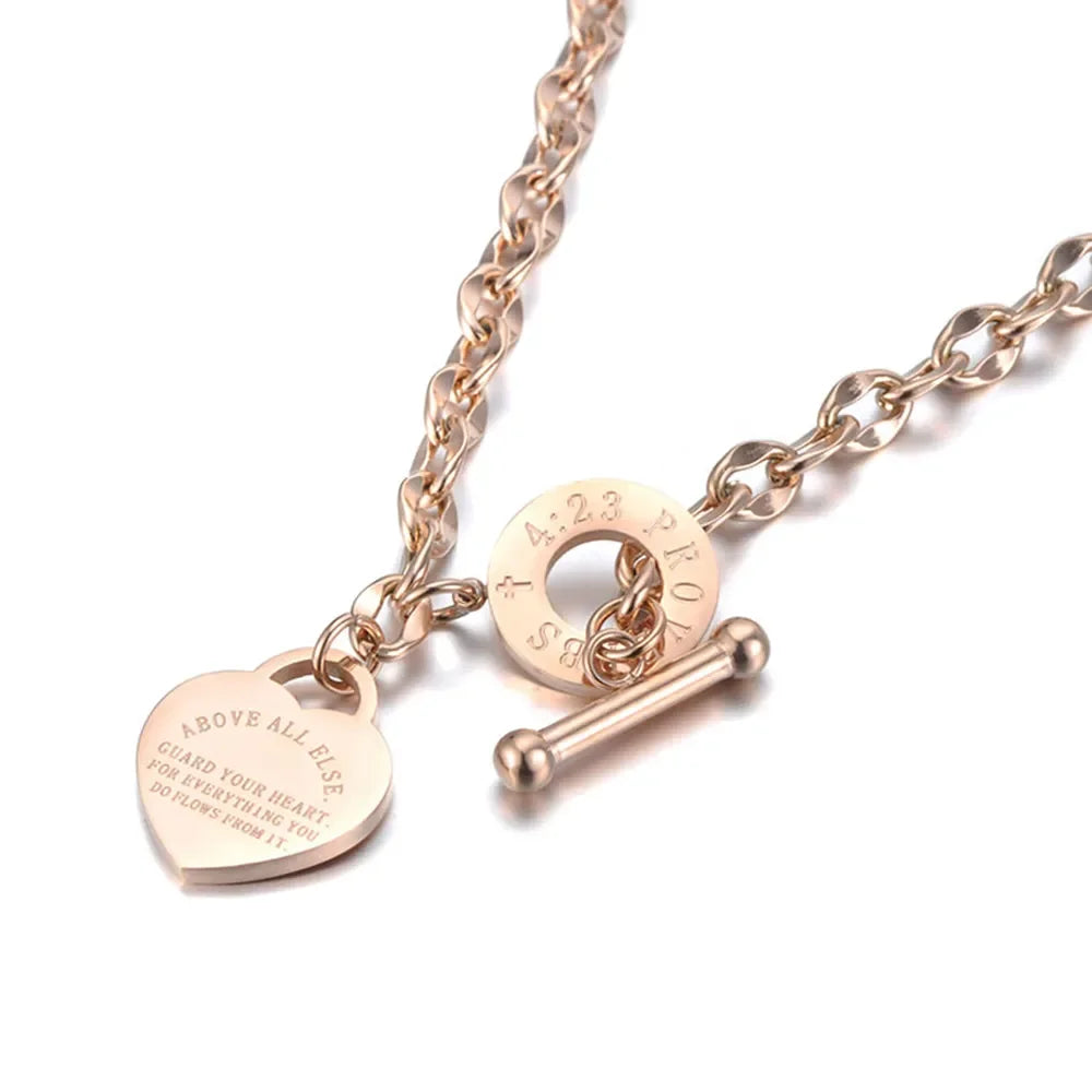 Titanium SS Charm Pendant Necklace