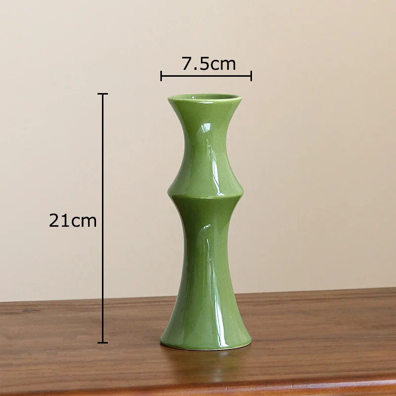 DecorBites™ Bamboo Shape Ceramic Vase: Table Decoration & Floral Arrangement in Room