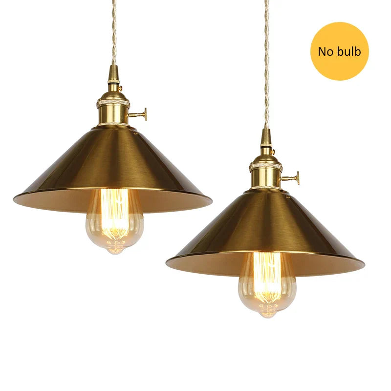 DecorBites™ Golden E27 Pendant Light: Vintage Style Living Room LED Lamp