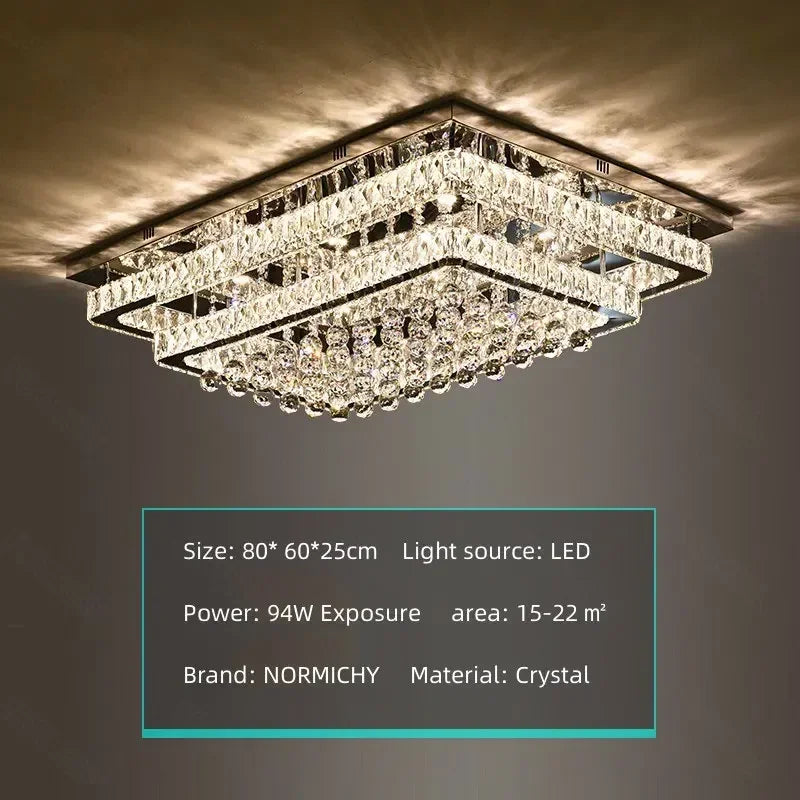 DecorBites™ Crystal LED Chandelier Silver Chrome Remote Control Light
