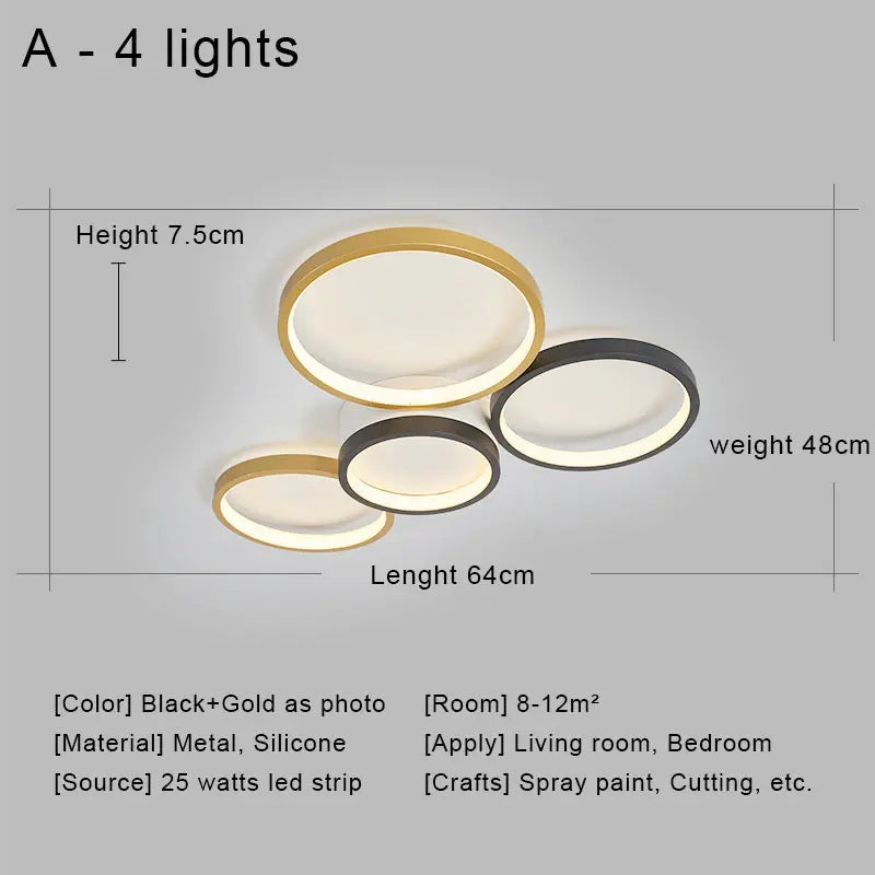 DecorBites™ LED Ceiling Chandelier Remote Control Living Room Bedroom Kitchen Lamp White
