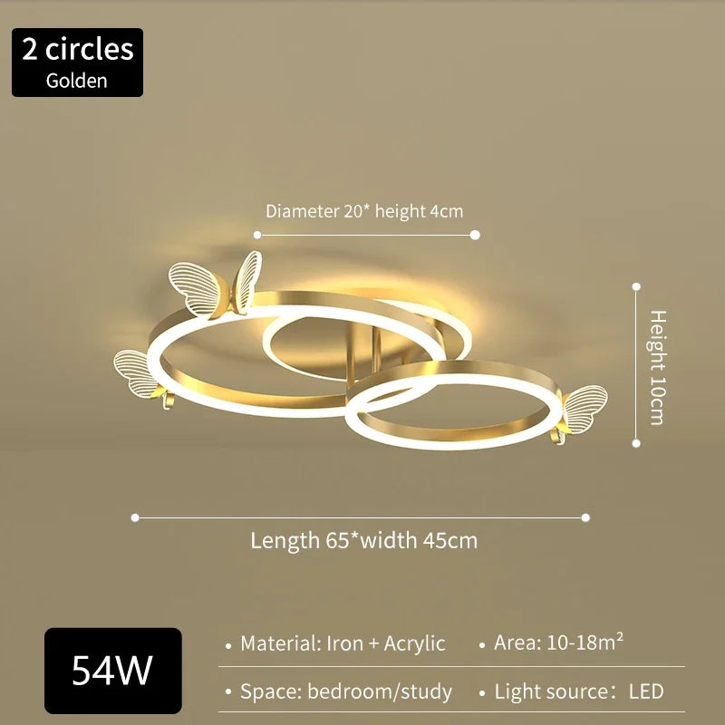 DecorBites™ Gold Butterfly Crystal Chandelier Pendant Light for Elegant Living Room & Restaurant Decoration