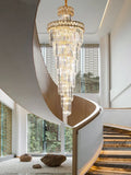 DecorBites™ Gold Stainless Steel Crystal Chandelier Pendant Light for Large Home, Staircase Glam