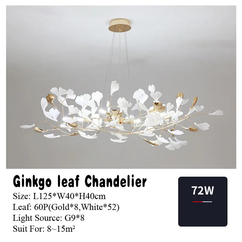 DecorBites™ Gold Branches Chandelier with Porcelain Leaves Pendant Light - Luxury Living room Decor