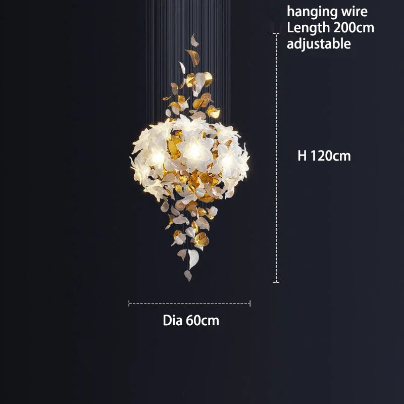 DecorBites™ Crystal Flower Chandelier: Luxury Ceiling Pendant Light for Home Decor