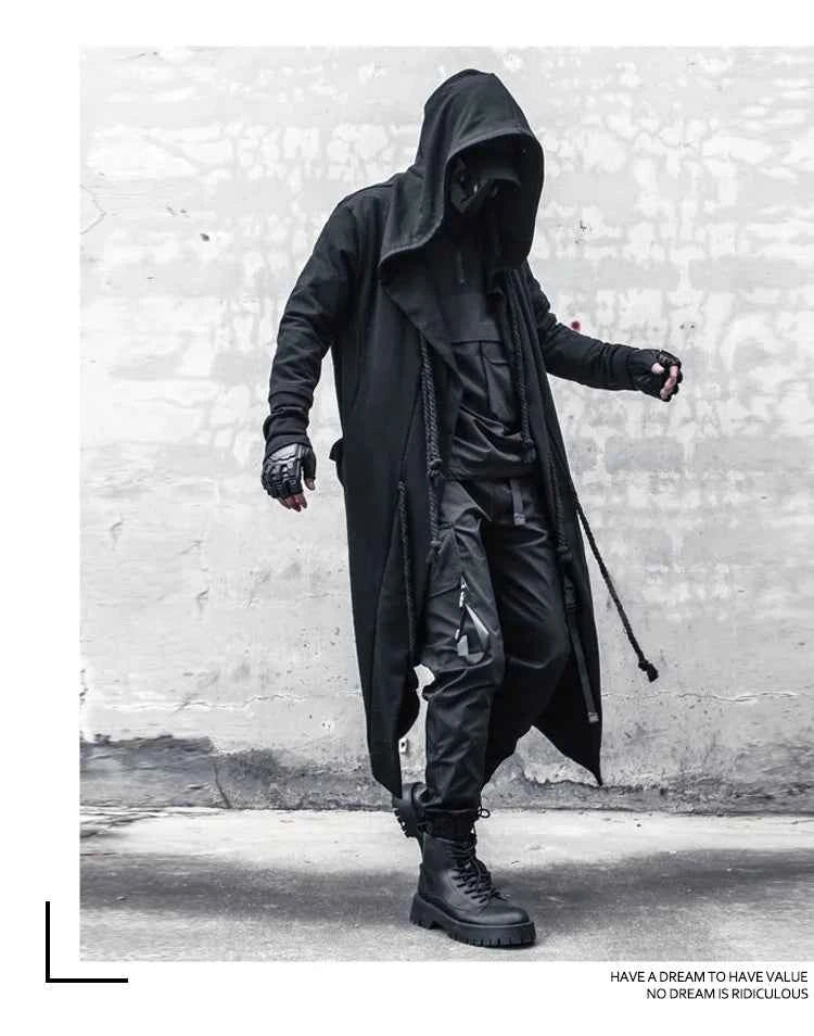 Men's Large Size Windbreaker Gothic Style Hoodie Long