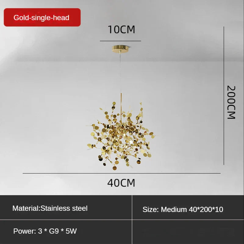 DecorBites™ Leaf Sequin Ceiling Chandelier for Modern Living Room, Restaurant, Bar, and Shop Window