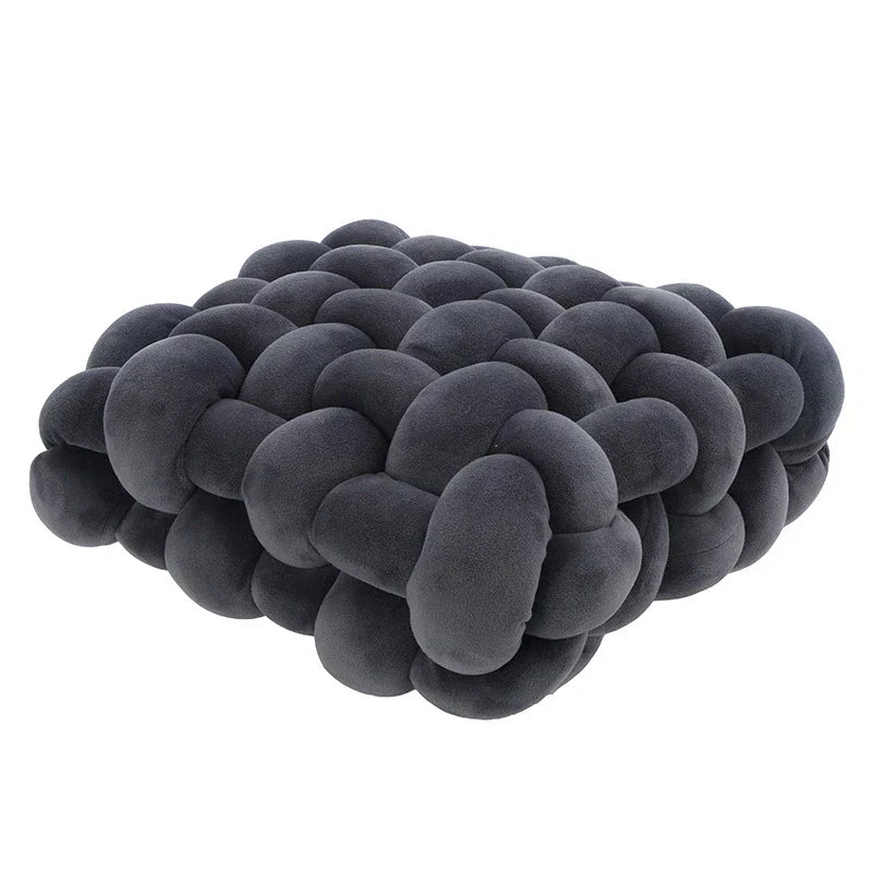 DecorBites™ Knot Square Pillows: Handmade Decor for Living Room, Bedroom, Office in Grey