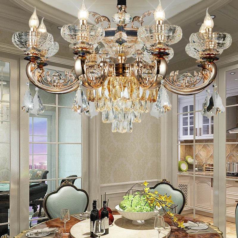DecorBites™ Jade Crystal Chandelier: Elegant European Living Room Lamp