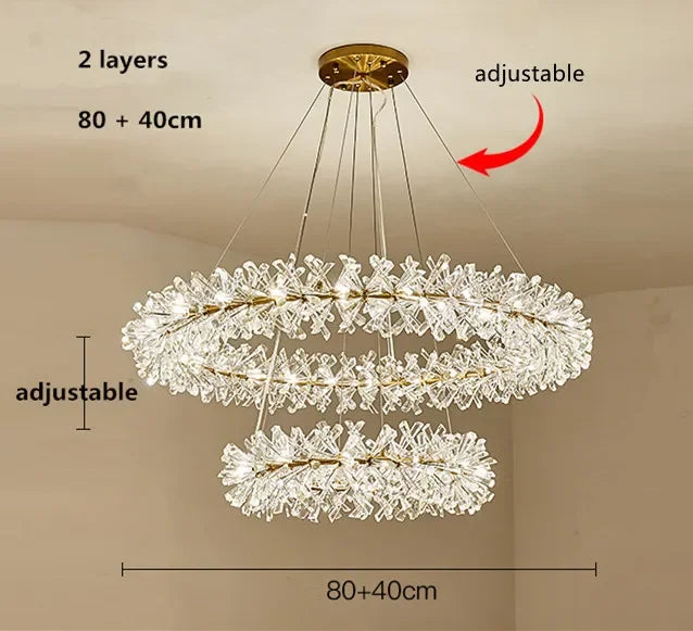 DecorBites™ Crystal Flower Chandelier: Modern Nordic Luxury LED Ceiling Lamp for Living Room