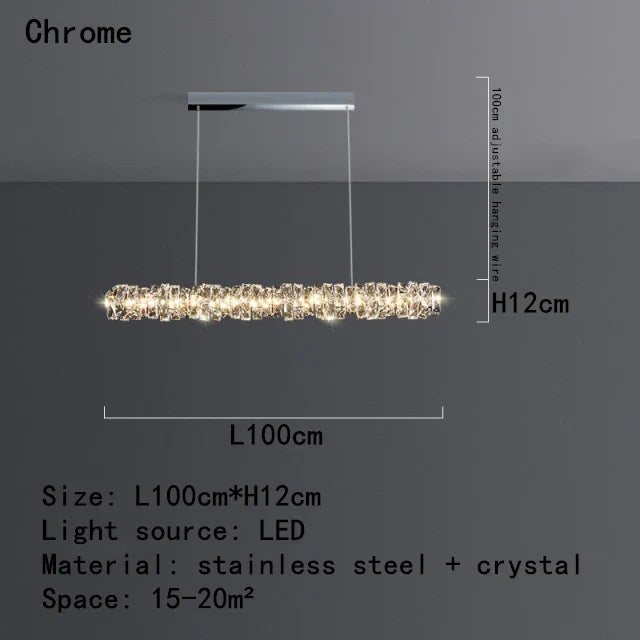 DecorBites™ Crystal Dining Table Pendant Lamp: Elegant Led Decoration for Kitchen Island, Restaurant, Living Room