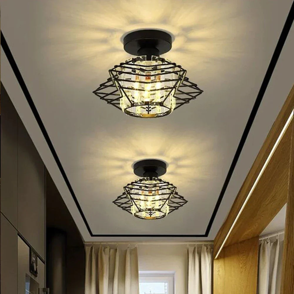 DecorBites™ Crystal Ceiling Chandelier: Modern Industrial LED Indoor Lighting Fixture