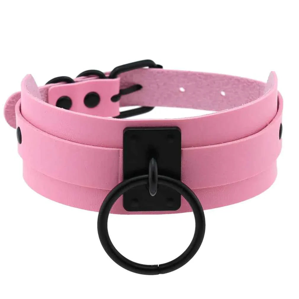 Metal Leather Choker Collar Goth Fashion Accessories