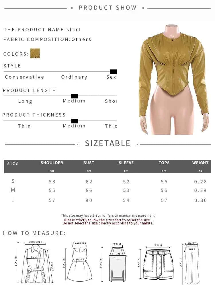 PU Crop Jacket Women Irregular Waist-Cinch Spring Wild Zip Full Sleeve Streetwear
