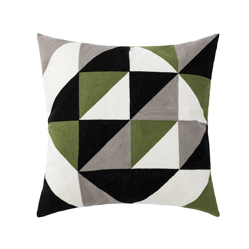 DecorBites™ Daisy Yellow Floral Geometric Pillow Cover - Soft Cozy Embroidery for Living Room