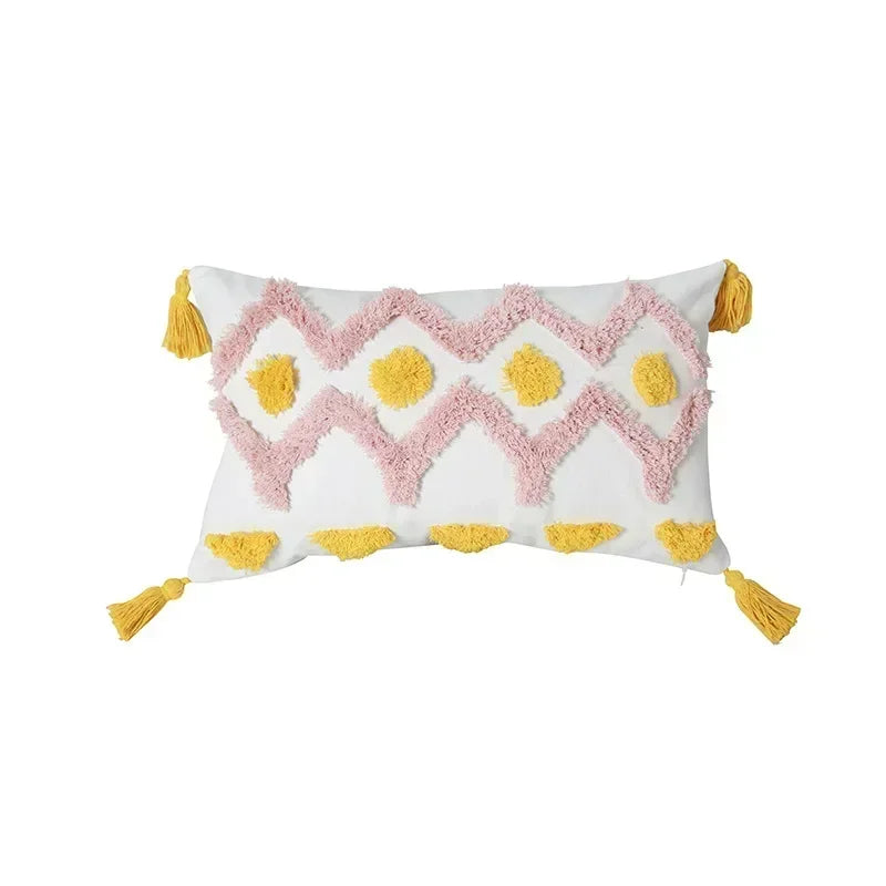 DecorBites™ Geometric Tufted Tassel Cushion Cover 30x50cm/45x45cm