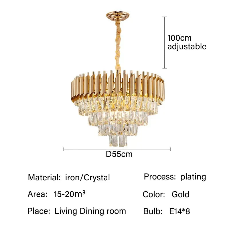 DecorBites™ Crystal Pendant Chandelier - Modern Luxury LED Lighting for Living, Dining, Bedroom