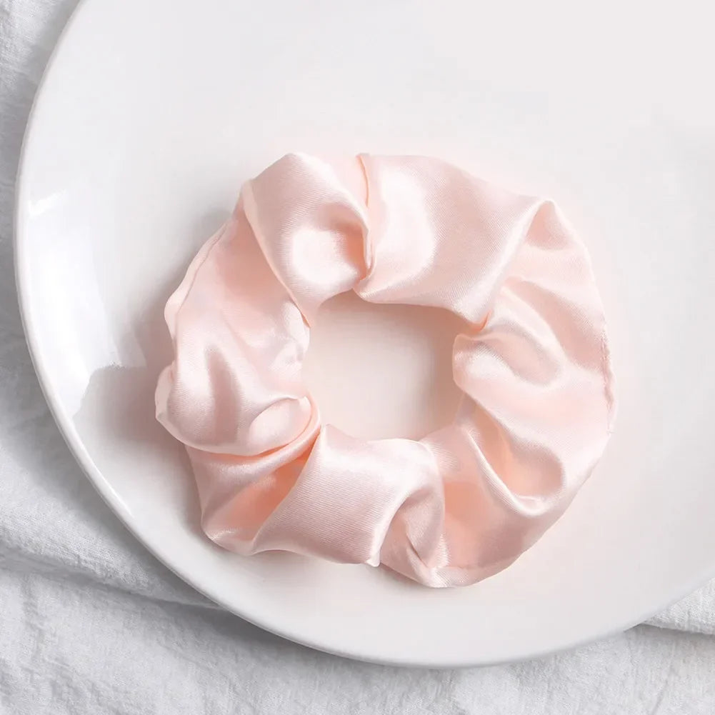 Women Silk Scrunchie Elastic Handmade Multicolor Hair Band Ponytail Holder Headband Hair Accessories 1PC Satin Silk Solid Color