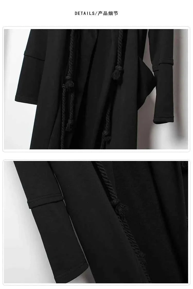 Men's Large Size Windbreaker Gothic Style Hoodie Long
