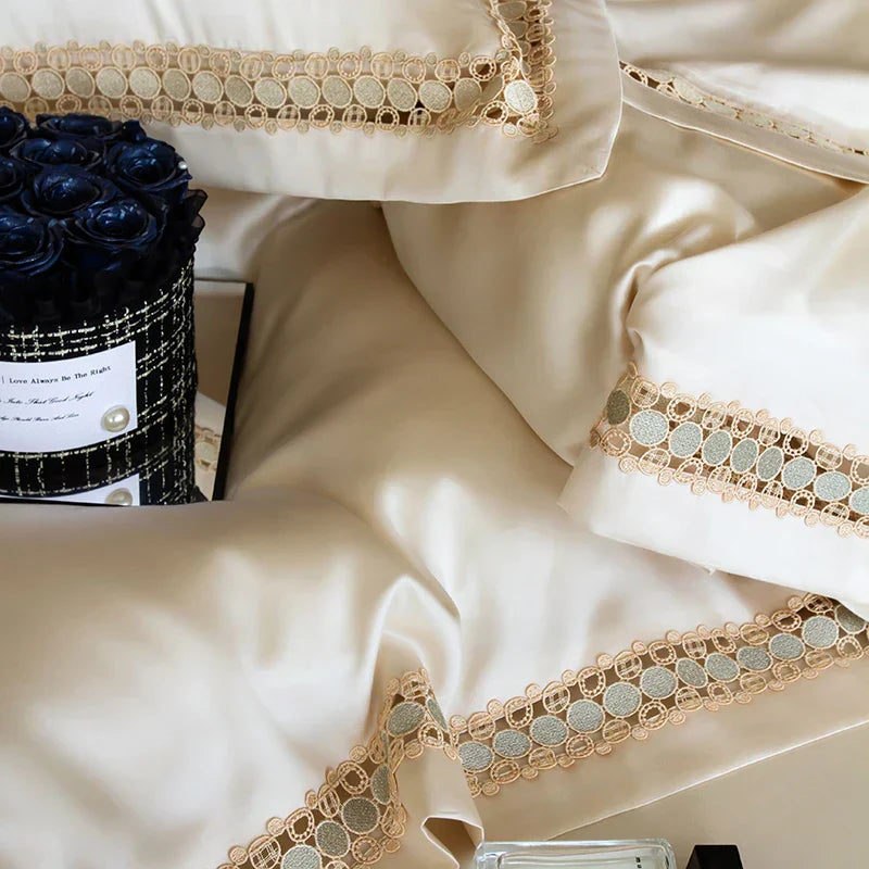 DecorBites™ Eucalyptus Fiber Duvet Cover Set: Soft, Silky, Cool, Hollow Edge, Summer Bedding