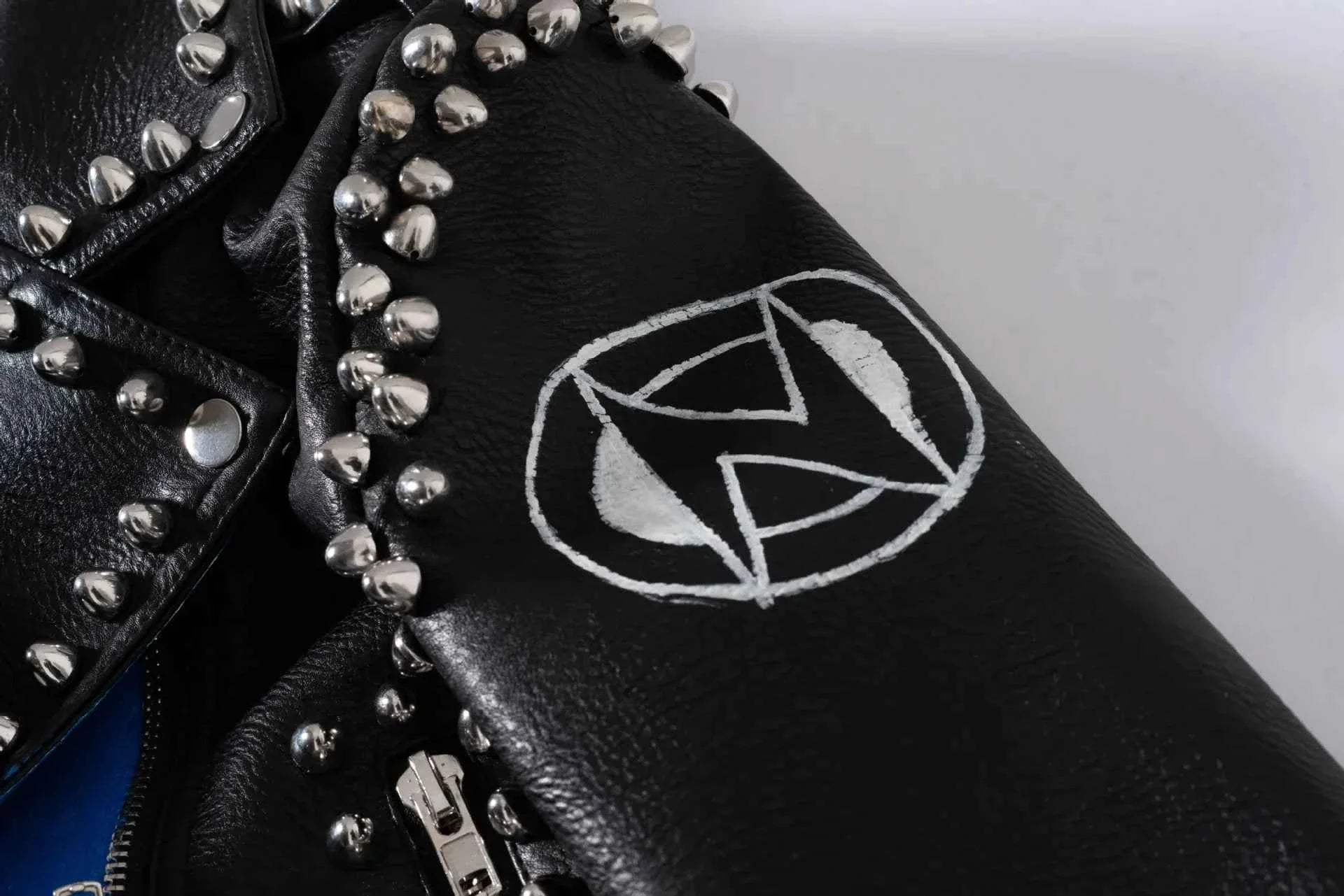 Faux Leather Jacket for Women Graffiti Print Punk Studded Slim Cropped Motorcycle Jackets