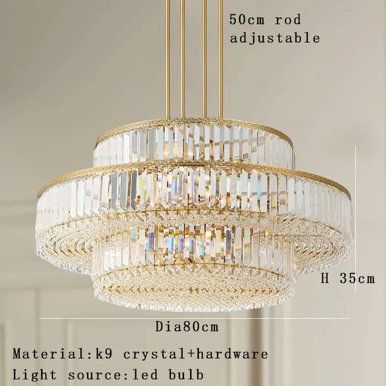 DecorBites™ Gold Crystal LED Multi-layer Pendant Lights for Living Room Bedroom Decoration