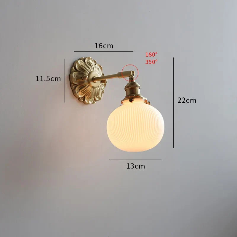 DecorBites™ Green Glass LED Wall Lamp with Copper Base for Bedroom Living Room