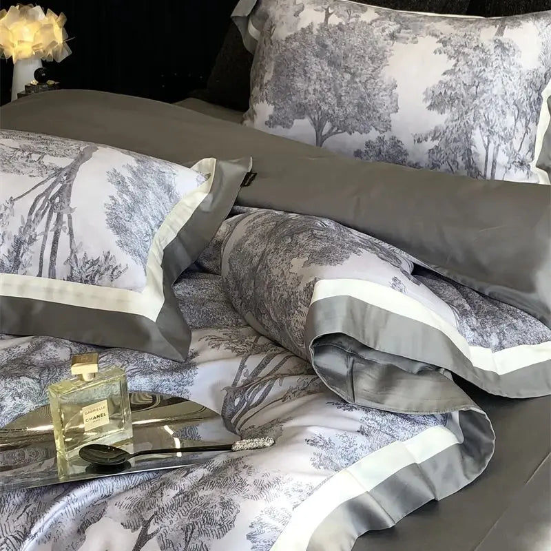 DecorBites™ Jungle Print Flowers Bedding Set: Silky Soft Duvet Cover, Sheet Set, Pillowcase