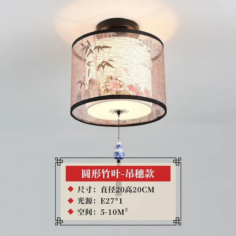 DecorBites™ Lotus Chinese Chandelier Ceiling Lamp Simple Corridor Painting LED Lighting