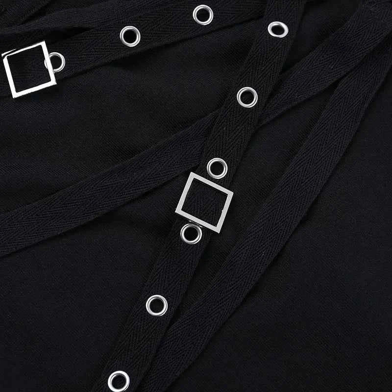 Goth Dark Punk Rivet Sexy Long Sleeve T-shirt