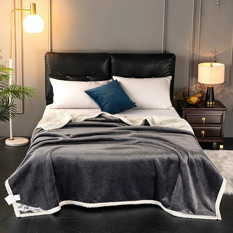 DecorBites™ Double-Layer Velvet Sofa Blanket: Luxuriously Warm & Skin-Friendly