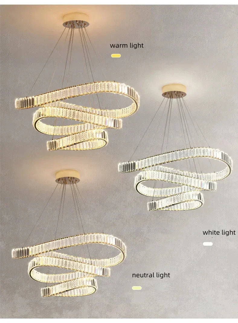 DecorBites™ Crystal LED Pendant Chandelier - Modern Irregular Steel Foyer Lighting