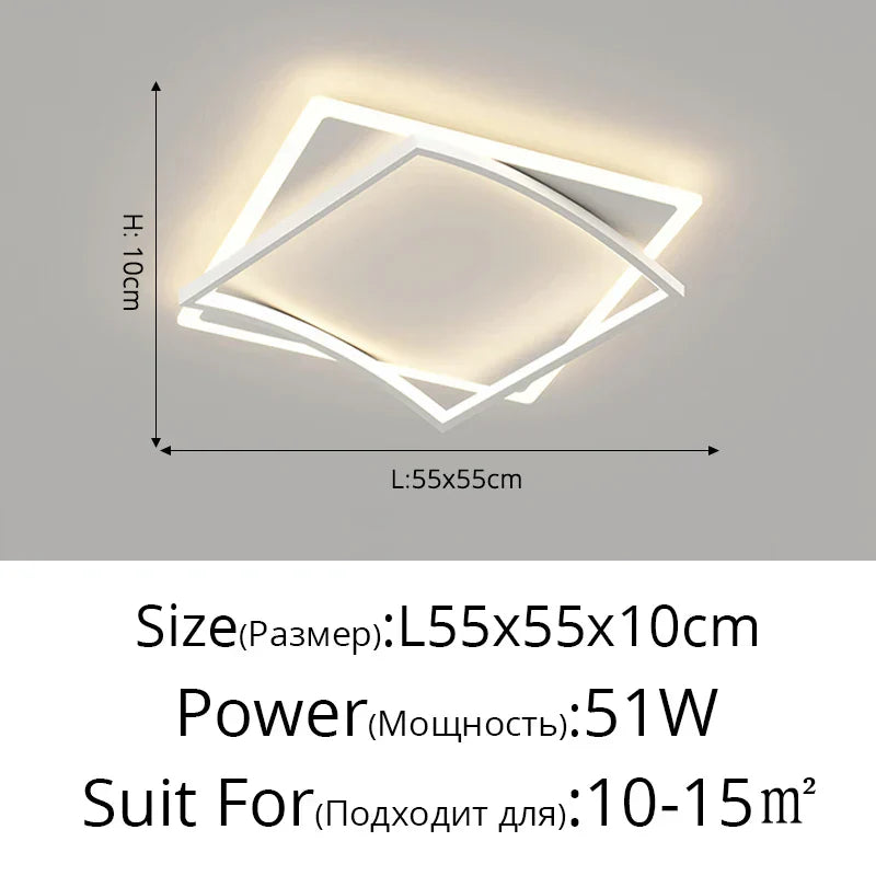 DecorBites™ Geometric Square LED Ceiling Light with Remote Control for Study Living Room Bedroom