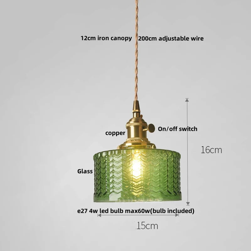 DecorBites™ Green Flower Glass Pendant Light for Kitchen Bar Restaurant, Modern Wire Adjustable Hanging Lamp