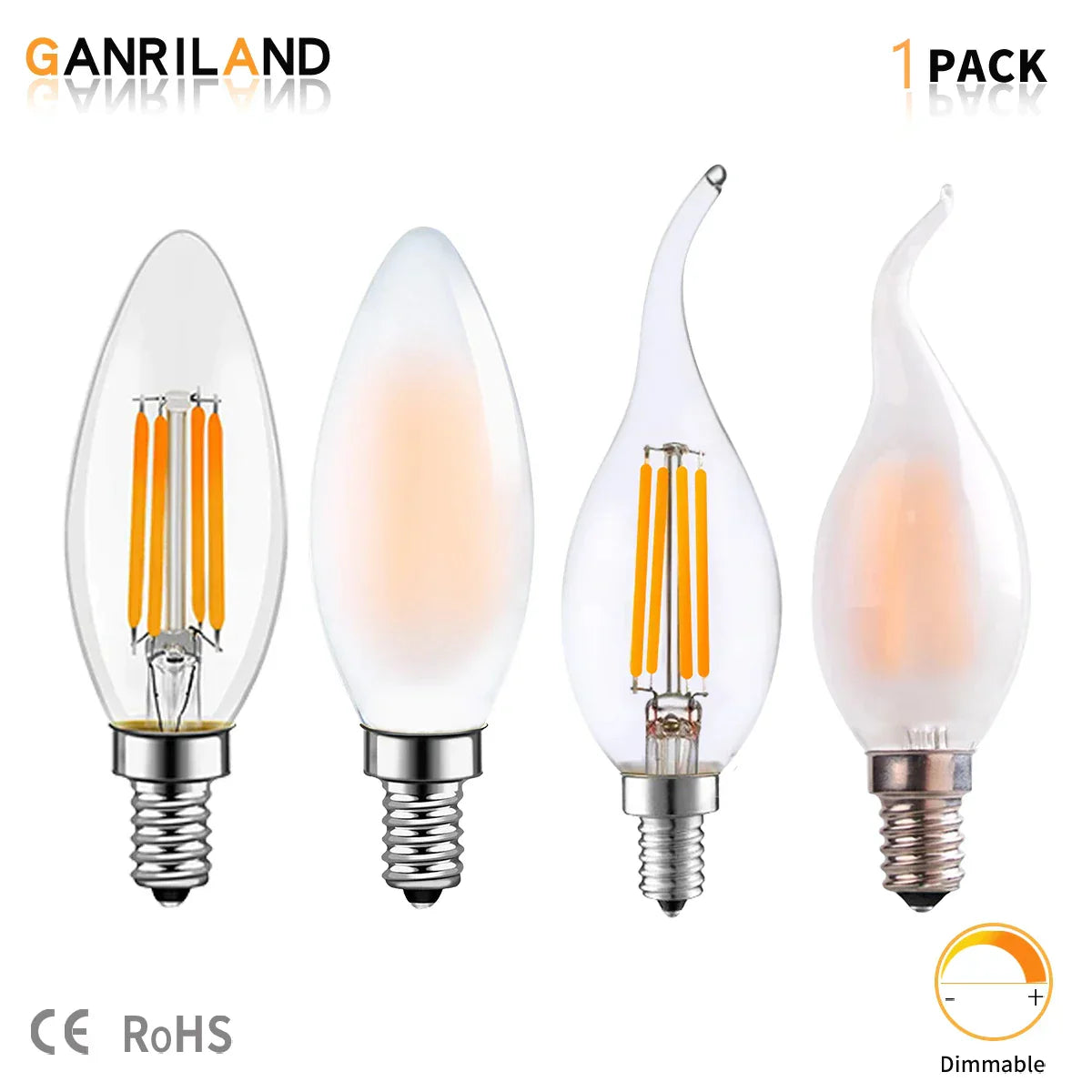 DecorBites™ LED Flame Bulb E12 E14 C35 Retro Candle Filament 4W 6W Dimmable Warm White