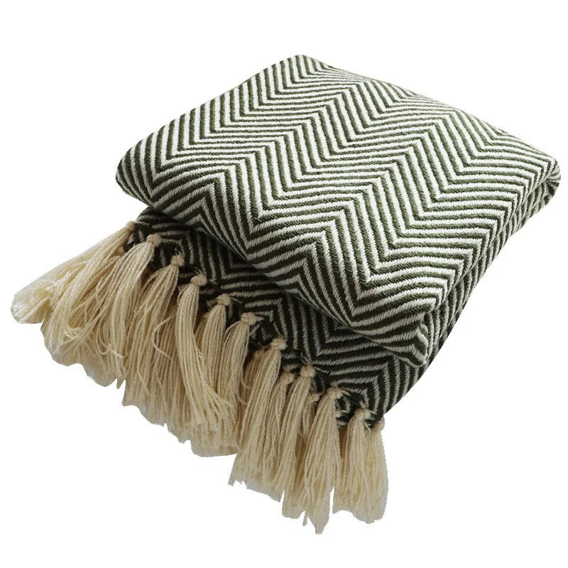 DecorBites™ Geometric Knitted Blanket - Soft and Cozy Classic Decor for Home and Hotel Use