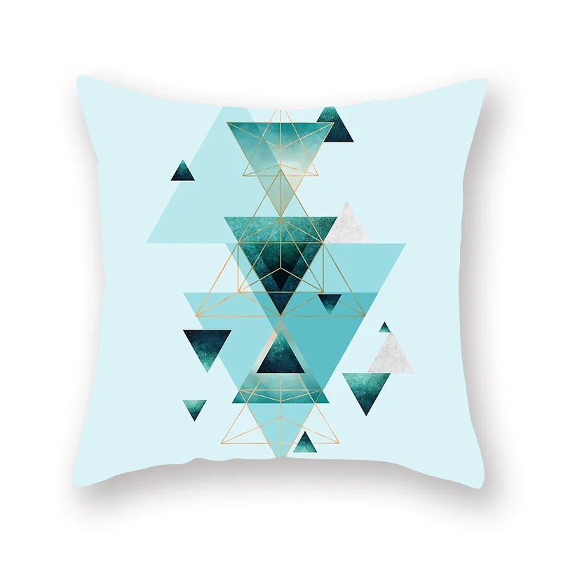 DecorBites™ Geometric Leaf Flower Pillowcase Teal Blue Sofa Car Home Decor Throw Cover