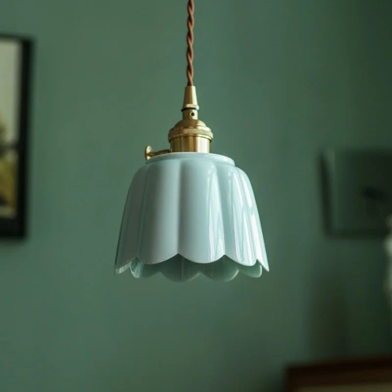 DecorBites™ Lotus Flower Ceramic LED Pendant Lampshade for Home Decor