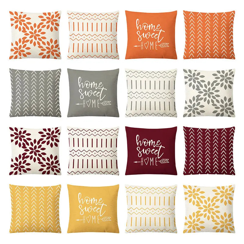 DecorBites™ Geometric Yellow Linen Pillow Cover for Modern Décor 45x45cm