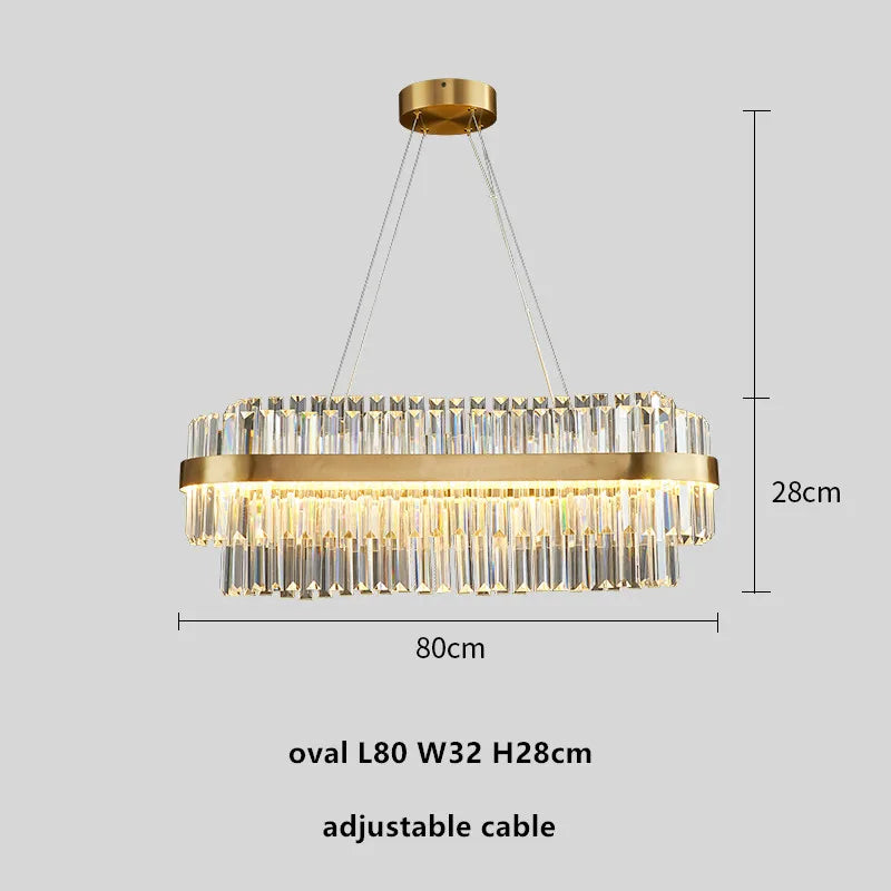 DecorBites™ Gold Metal Crystal Pendant Light - Dimmable LED Hanging Lamp
