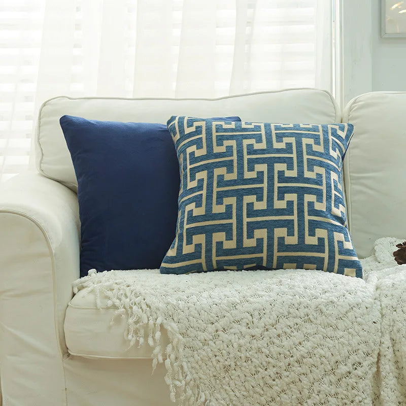 DecorBites™ Geometric Chenille Throw Pillowcase: Hidden Zipper Cushion Cover for Home Decor