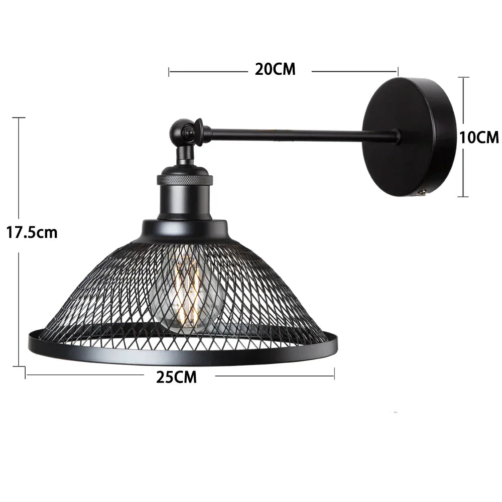 DecorBites™ Iron Net Wall Lamp: Modern Metal Cage Bedroom Lighting