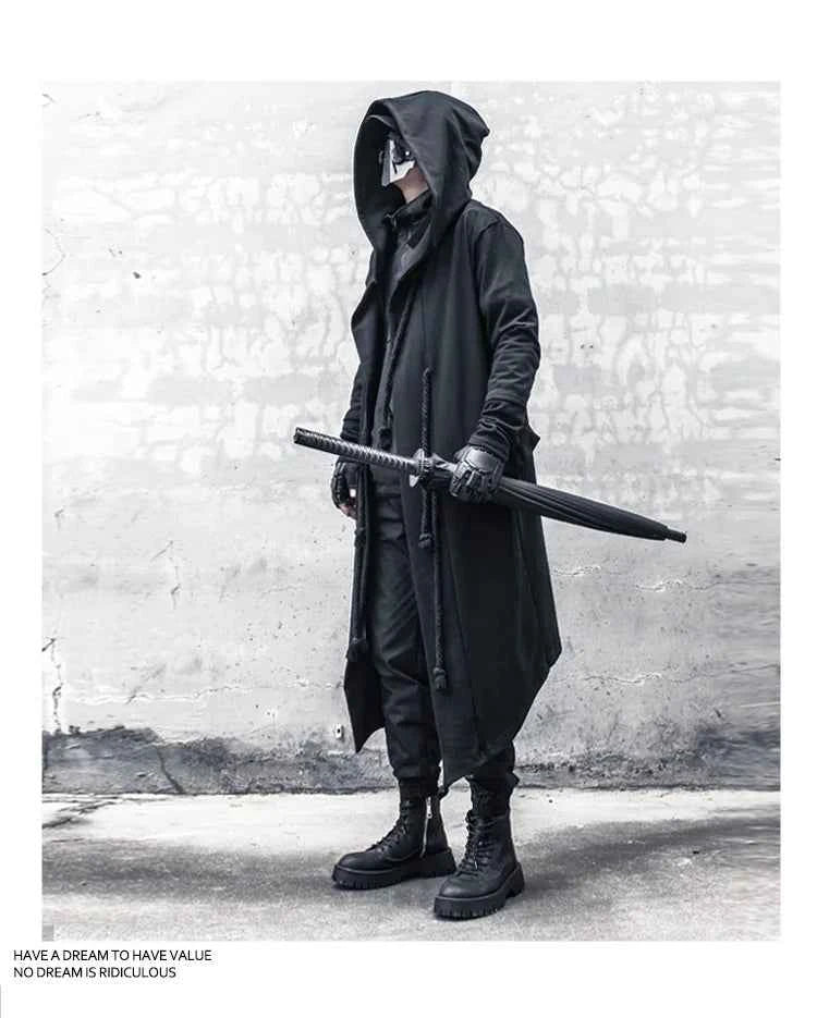 Men's Large Size Windbreaker Gothic Style Hoodie Long