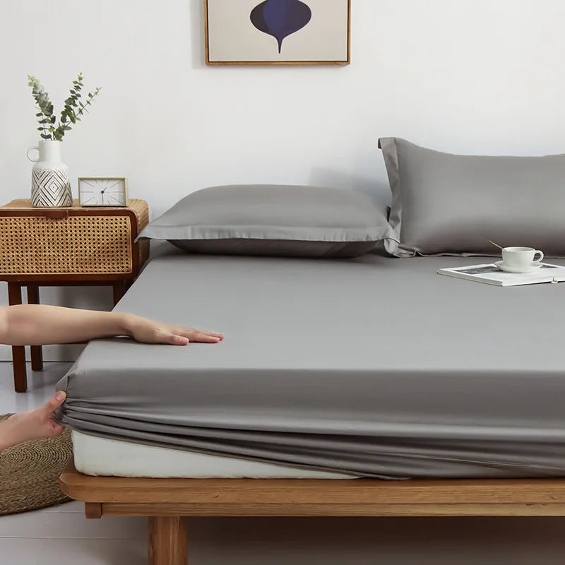 DecorBites™ Cotton Fitted Sheet Set Cozy Bedsheet Pillowcases King Twin Queen Full Size