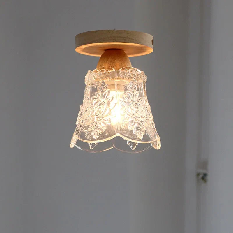 DecorBites™ Crystal Wood LED Ceiling Lamp Clear Glass Modern Indoor Lighting